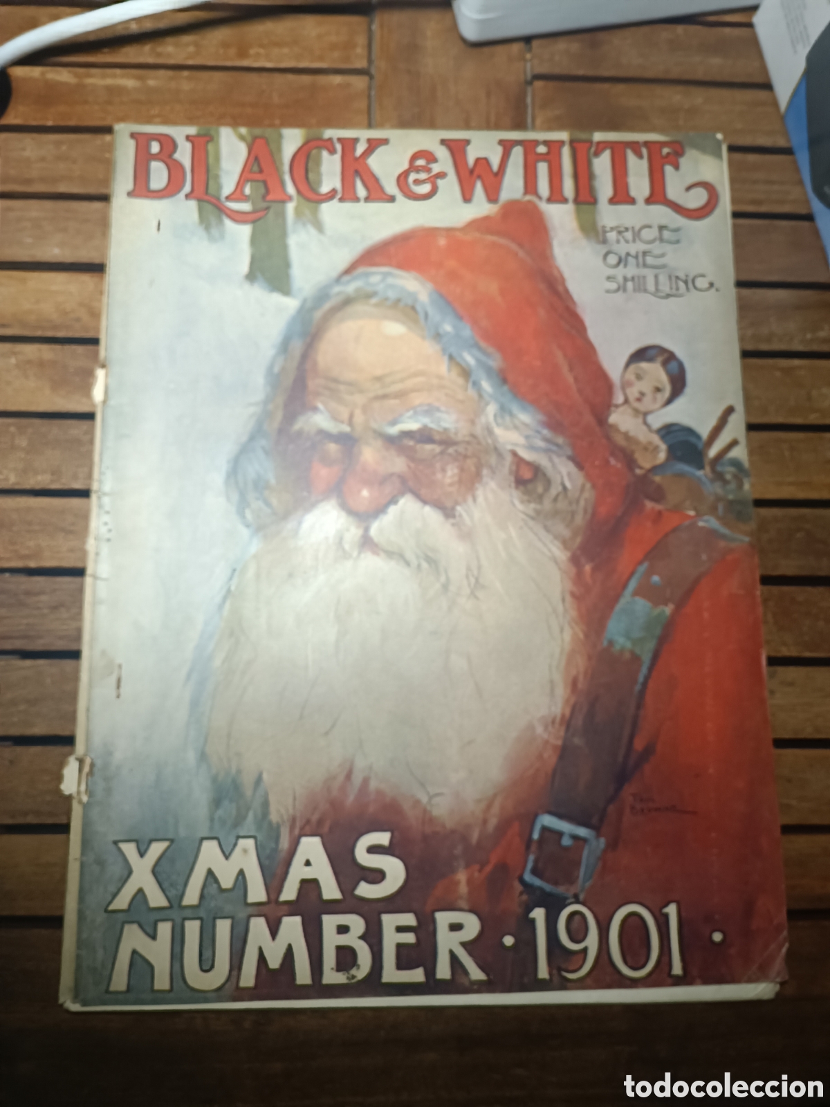 Coleccionismo de revistas y peri&oacute;dicos: black and white Christmas number 1901 papa Noel revista Inglaterra portada Tom Browne Mon