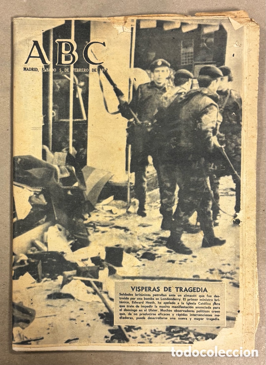 Coleccionismo de revistas y peri&oacute;dicos: ABC (5 FEBRERO 1972) ATENTADO LONDOBERRY THE TROUBLES DOMINGO SANGRIENTO, JACQUES TATI CARTEL