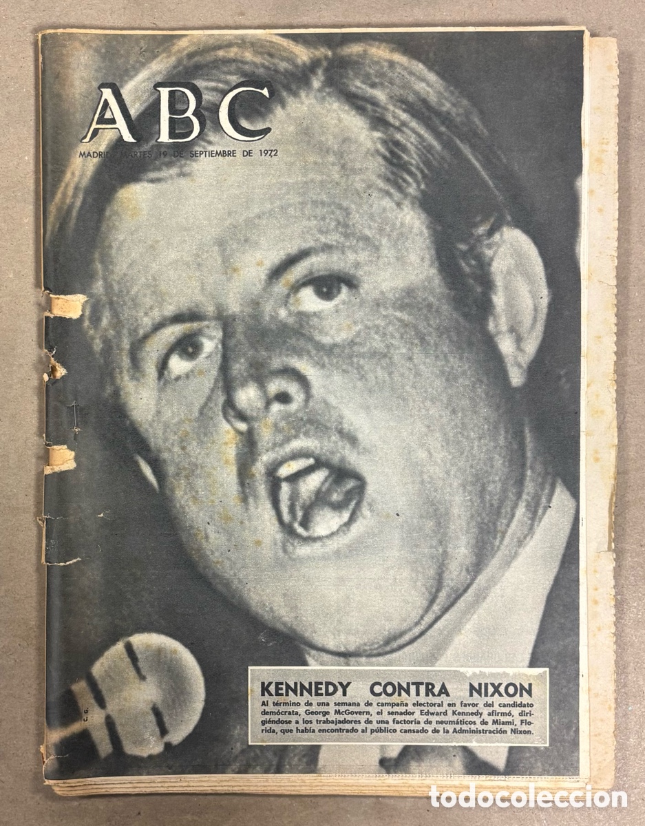 Coleccionismo de revistas y peri&oacute;dicos: ABC (19 SEPTIEMBRE 1972) KENNEDY CONTRA NIXON, PARACAIDISMO EN BOADILLA, GEORGE HARRISON EN MADRID
