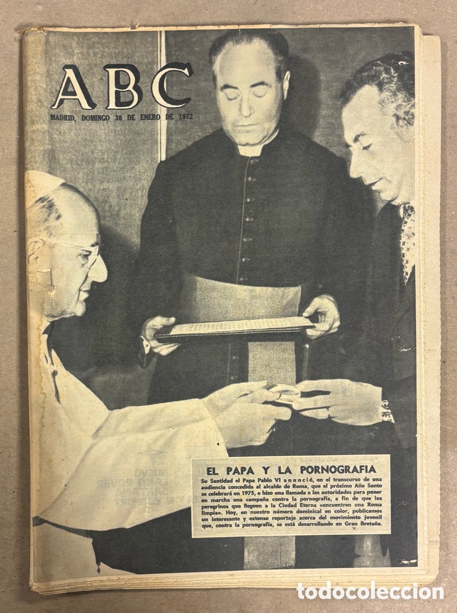 Coleccionismo de revistas y peri&oacute;dicos: ABC (30 ENERO 1972) EL PAPA PABLO VI Y LA PORNOGRAFIA, TIROTEO EN ZARAUZ 5 ACTIVISTAS ETA, BARDEM RU
