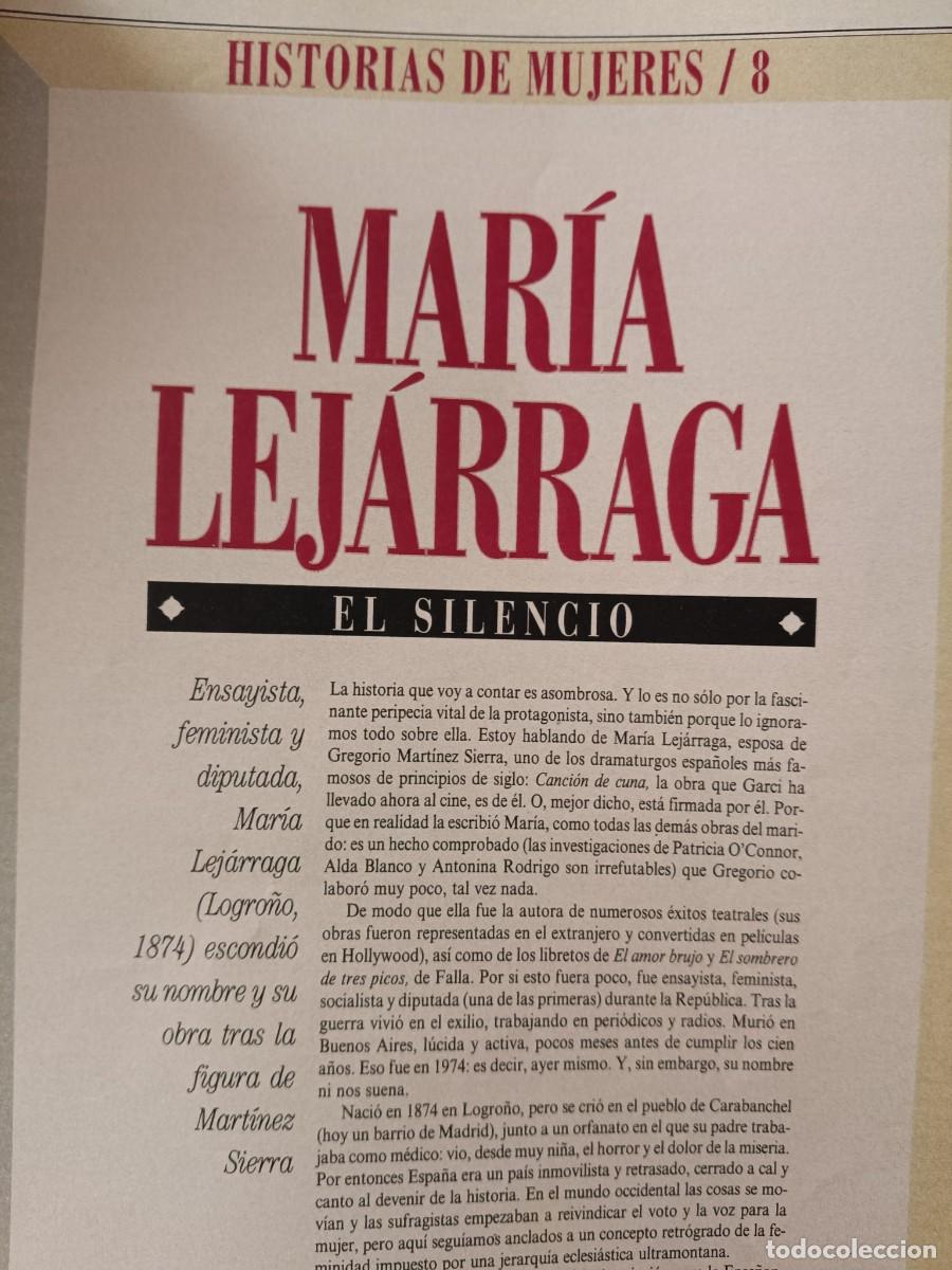 Coleccionismo de revistas y peri&oacute;dicos: MAR&Iacute;A LEJ&Aacute;RRAGA. HISTORIAS DE MUJERES N&ordm; 8 POR ROSA MONTERO. 4 P&Aacute;GINAS DE EL PA&Iacute;S SEMANAL, 1995