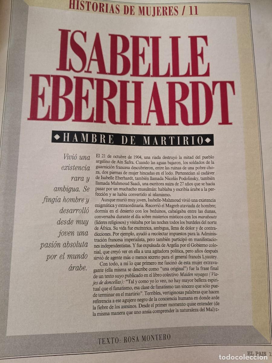 Coleccionismo de revistas y peri&oacute;dicos: ISABELLE EBERHARDT. HISTORIAS DE MUJERES N&ordm; 11 POR ROSA MONTERO. 4 P&Aacute;GINAS DE EL PA&Iacute;S SEMANAL, 1995