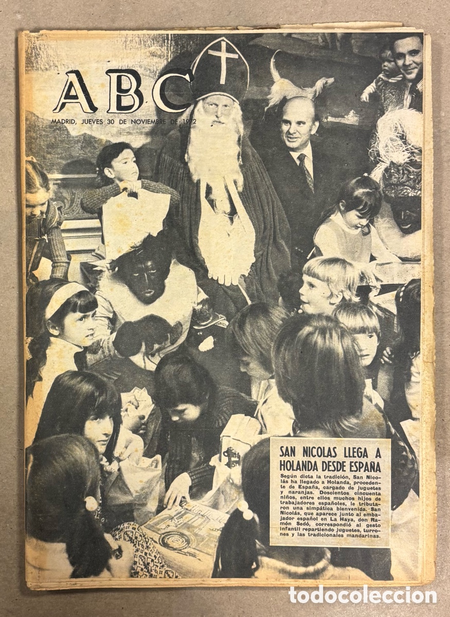 Coleccionismo de revistas y peri&oacute;dicos: ABC (30 NOVIEMBRE 1972) SAN NICOL&Aacute;S LLEGA CON REGALOS Y NARANJAS, BUQUE ENCALLADO EN LA CORU&Ntilde;A, BAR&Oacute;