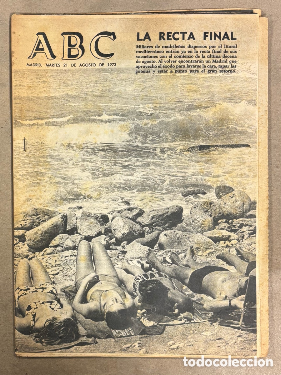 Coleccionismo de revistas y peri&oacute;dicos: ABC (21 AGOSTO 1973) FINAL VERANEO MEDITERR&Aacute;NEO, BOTADURA PETROLERO MATAGORDA C&Aacute;DIZ, CRUYFF