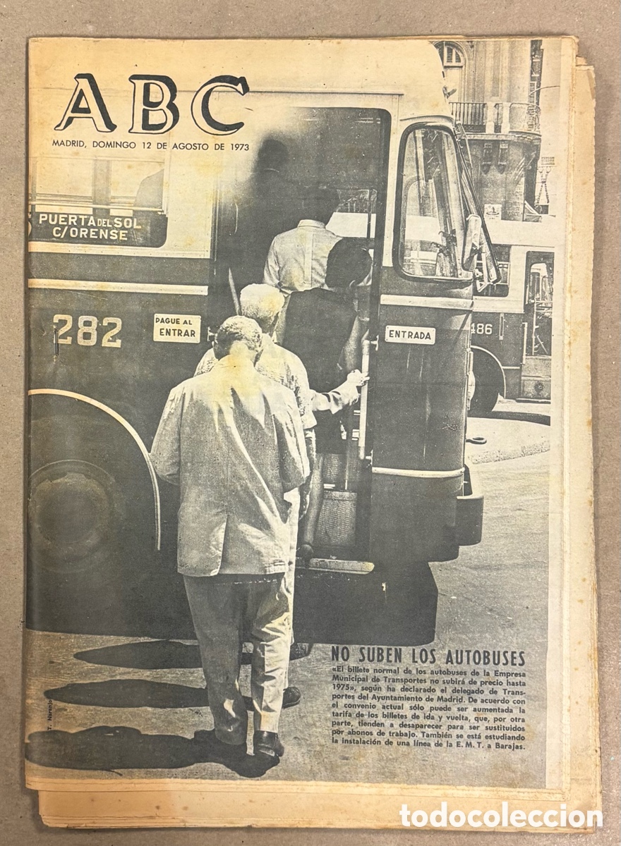 Coleccionismo de revistas y peri&oacute;dicos: ABC (12 AGOSTO 1973) NO SUBEN TARIFAS AUTOBUSES, NIXON WATERGATE, MARIANIN OVIEDO POSIBLE TRASPASO