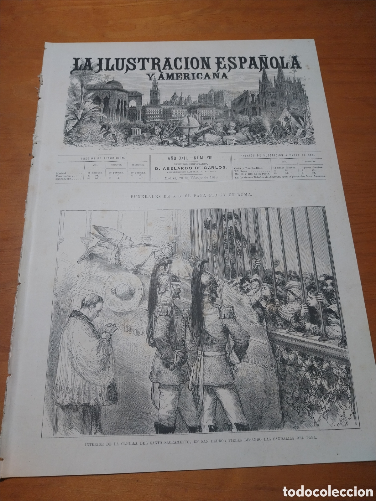 Coleccionismo de revistas y peri&oacute;dicos: REVISTA 1875 FUNERALES POR PIO IX. IGLESIA SAN FRANCISCO EL GRANDE MADRID. NUEVO PAPA LEON XIII