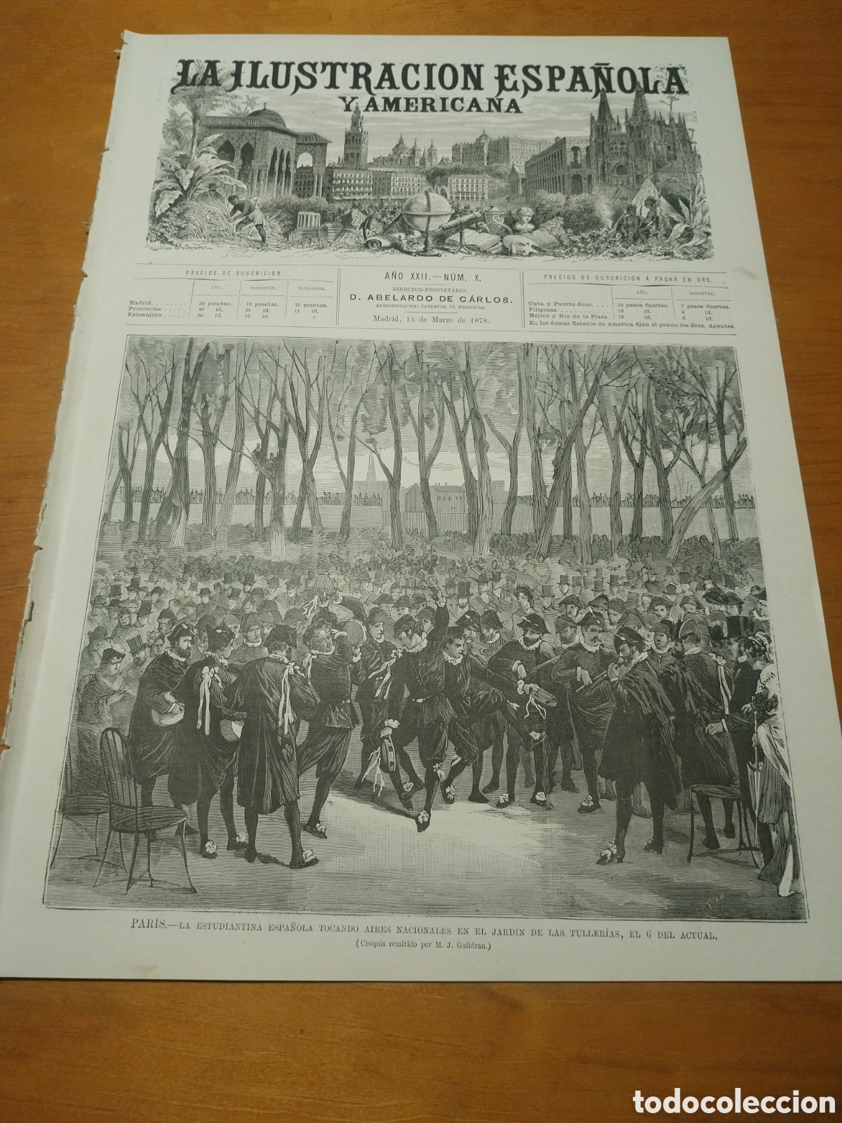 Coleccionismo de revistas y peri&oacute;dicos: REVISTA 1878 ESTUDIANTINA ESPA&Ntilde;OLA EN PARIS. EL ENTIERRO DE SAN SEBASTI&Aacute;N. EL FEMATER VALENCIA