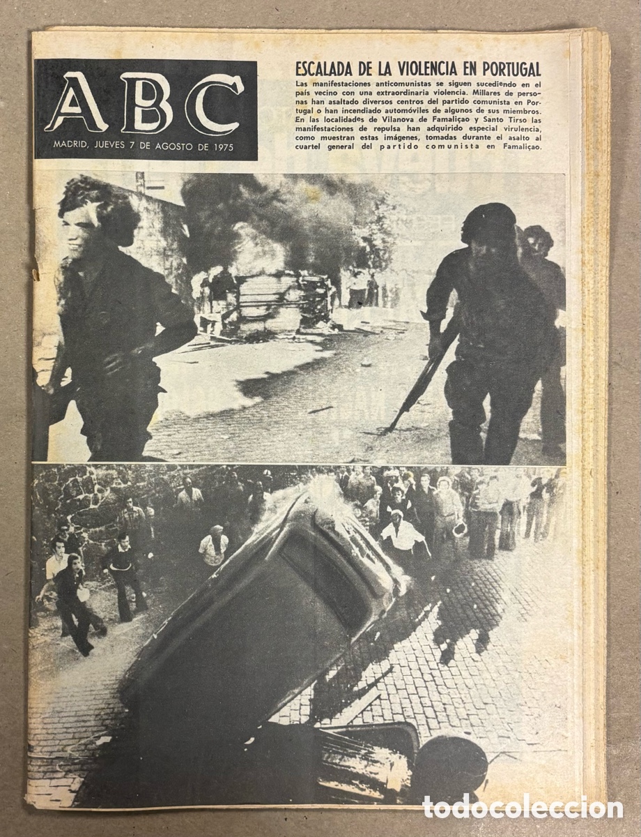 Coleccionismo de revistas y peri&oacute;dicos: ABC (7 AGOSTO 1975) MANIFESTACIONES ANTICOMUNISTAS VIOLENCIA EN PORTUGAL, DETENCIONES ETA SAN SEBAST