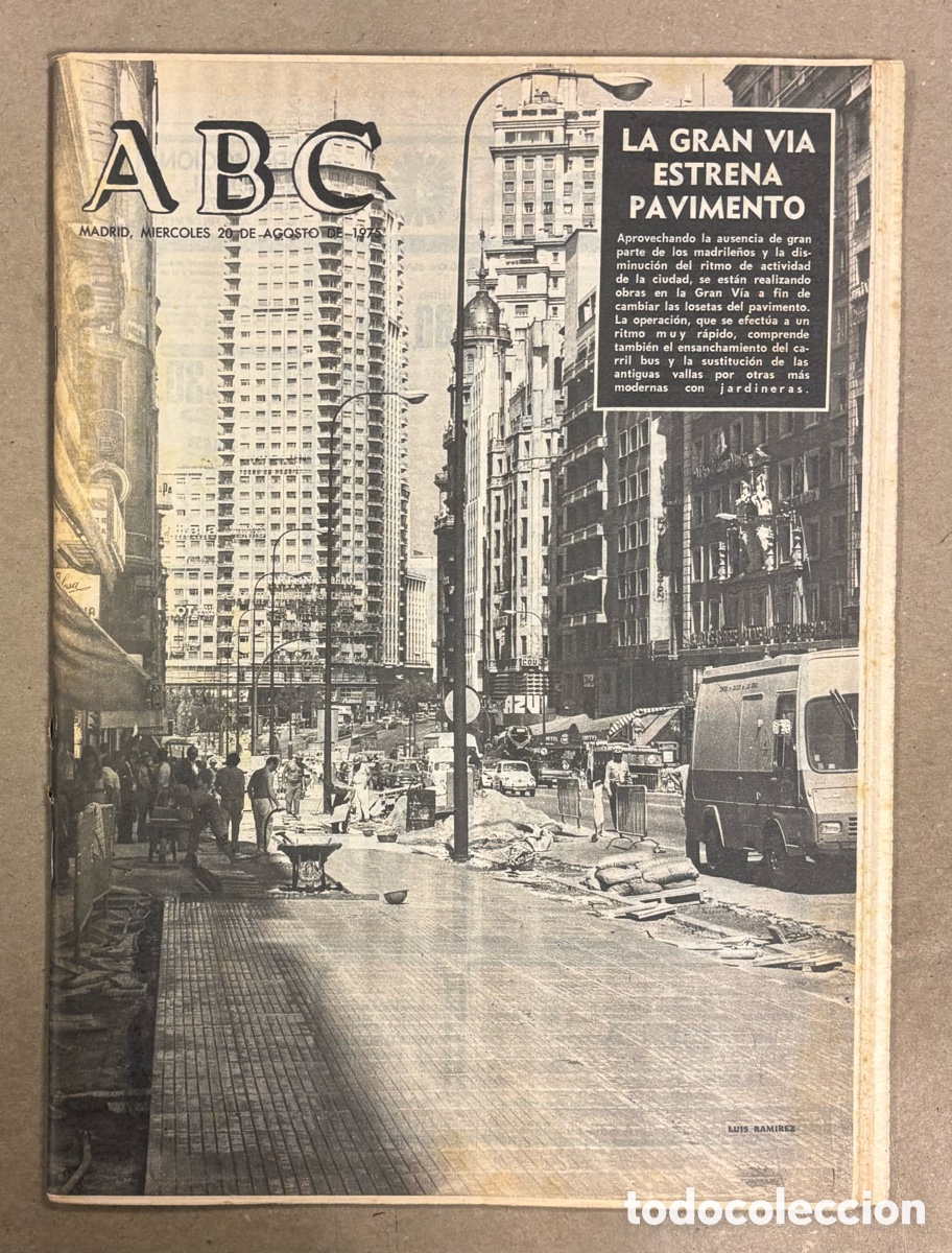 Coleccionismo de revistas y peri&oacute;dicos: ABC (20 AGOSTO 1975) LA GRAN V&Iacute;A ESTRENA PAVIMENTO, PISOS FRANCO ETA, PARACAIDISMO EN &Aacute;VILA,..