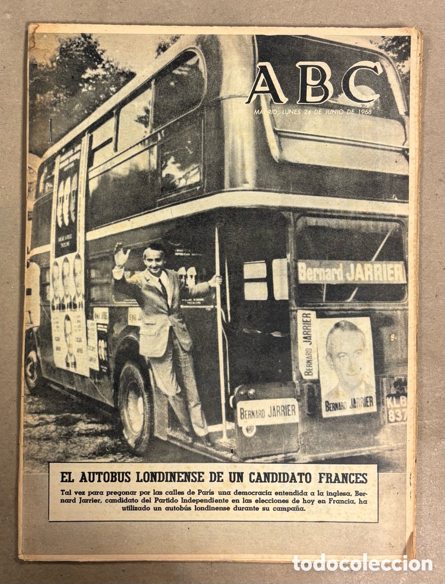 Coleccionismo de revistas y peri&oacute;dicos: ABC (24 JUNIO 1968) ELECCIONES EN FRANCIA, ATL&Eacute;TICO MADRID 1-0 BARCELONA SEMIFINAL COPA CELTA 3-2 RE