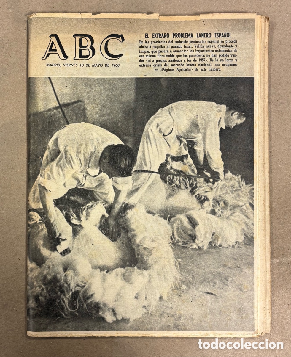 Coleccionismo de revistas y peri&oacute;dicos: ABC (10 MAYO 1968) PROBLEMA INDUSTRIA LANAR ESPA&Ntilde;OLA, ESTALLA BOMBA ETA EN VUELTA ESPA&Ntilde;A, LIEBANA