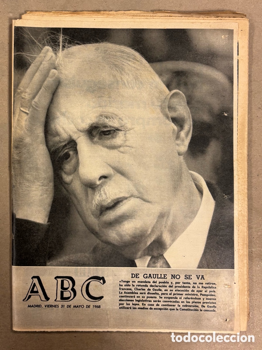 Coleccionismo de revistas y peri&oacute;dicos: ABC (31 MAYO 1968) DE GAULLE NO SE RETIRA, TERESA BERGANZA CARTEL ACTUACI&Oacute;N TEATRO REAL,&hellip;