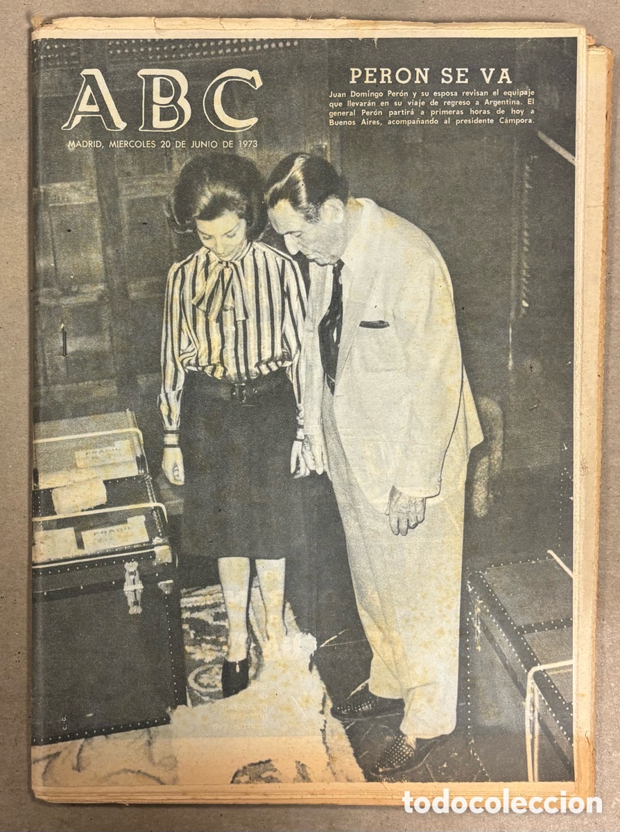 Coleccionismo de revistas y peri&oacute;dicos: ABC (20 JUNIO 1973) JUAN DOMINGO PER&Oacute;N REGRESA A ARGENTINA, JULIO IGLESIAS EN FLORIDA PARK