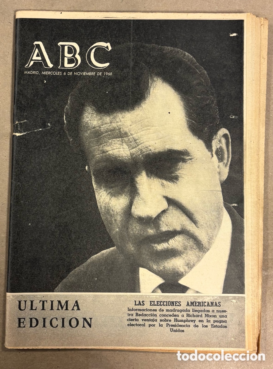 Coleccionismo de revistas y peri&oacute;dicos: ABC (6 NOVIEMBRE 1968) ELECCIONES AMERICANAS: NIXON PRESIDENTE, ENRIQUE DIOSDADO, PEDRO CHICOTE,&hellip;
