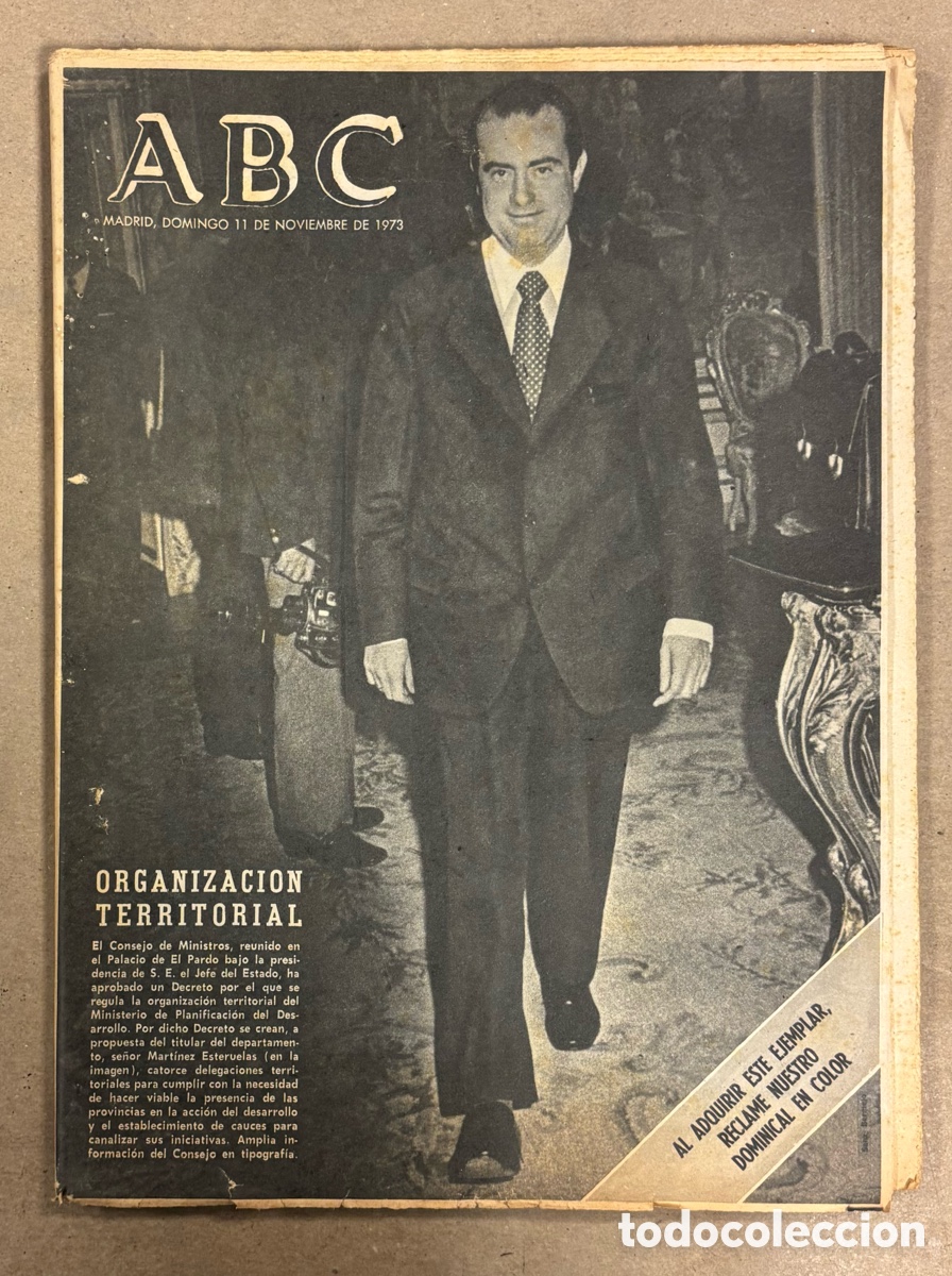 Coleccionismo de revistas y peri&oacute;dicos: ABC (11 NOVIEMBRE 1973) DECRETO ORGANIZACI&Oacute;N TERRITORIAL, ELECCIONES MUNICIPALES, JOS&Eacute; LUIS L&Oacute;PEZ V&Aacute;