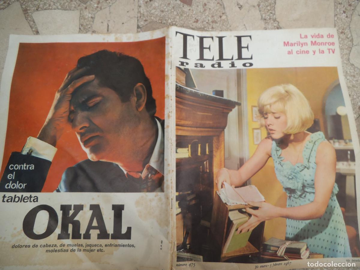 Coleccionismo de revistas y peri&oacute;dicos: tele radio n&ordm; 475. 1967, jazz,la vida de marilyn monroe al cine y la tv, rocio durcal, ben gazzara,