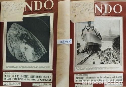 Coleccionismo de revistas y peri&oacute;dicos: 'MUNDO'. Revistas 1016 a 1065 de 1959/60, en dos tomos.