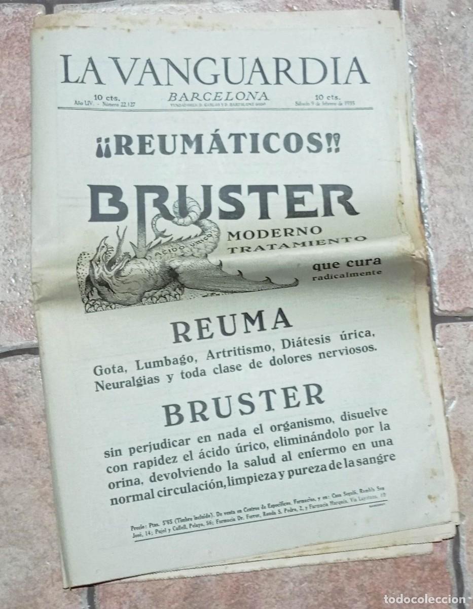 Coleccionismo de revistas y peri&oacute;dicos: LA VANGUARDIA BARCELONA PERIODICO 9 DE FEBRERO 1934 BRUSTER ASPIRINA ZAPATOS LA IMPERIAL