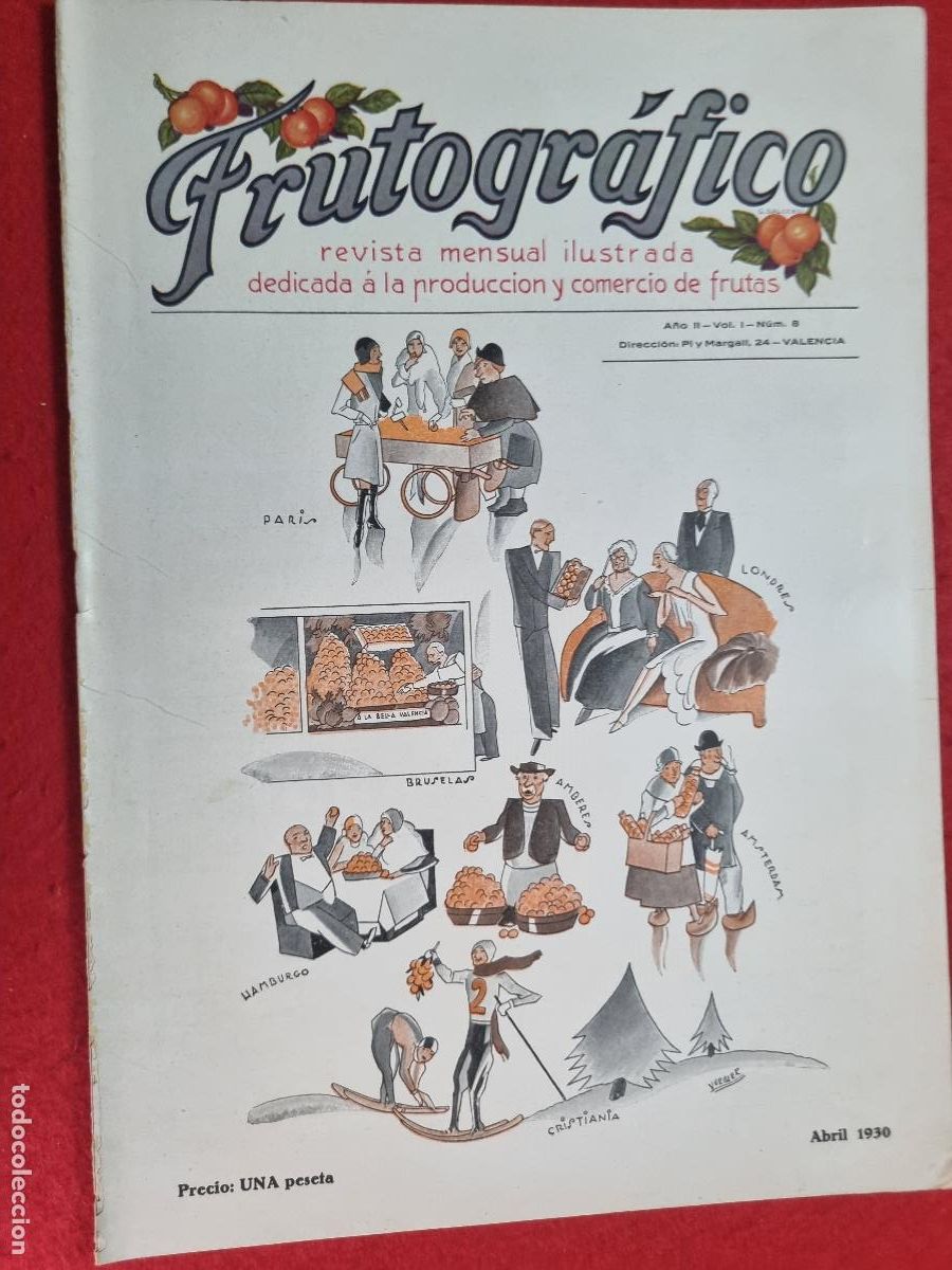 Coleccionismo de revistas y peri&oacute;dicos: REVISTA FRUTOGRAFICO NARANJAS Y FRUTAS 1930 N&ordm; 8 IMPRESA EN VALENCIA CON PUBLICIDAD ORIGINAL