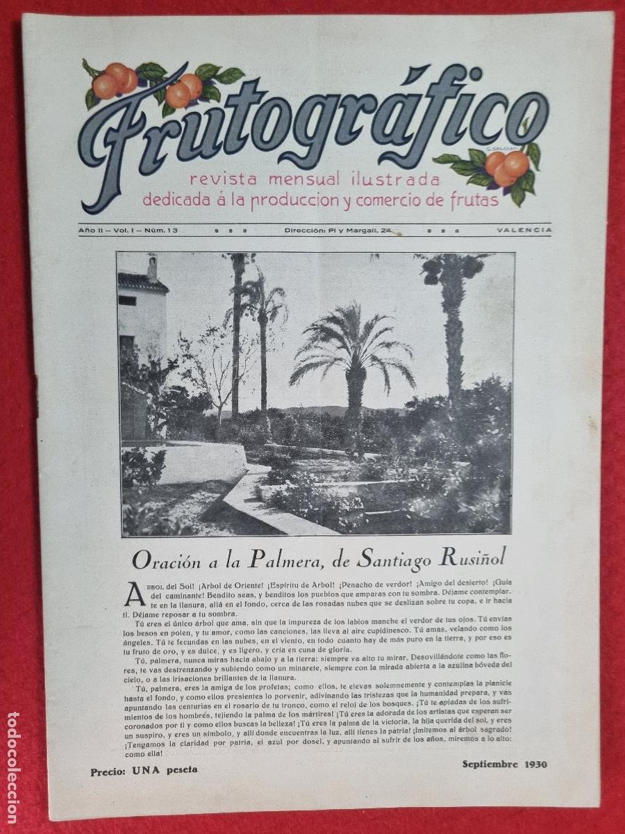 Coleccionismo de revistas y peri&oacute;dicos: REVISTA FRUTOGRAFICO NARANJAS Y FRUTAS 1930 N&ordm; 13 IMPRESA EN VALENCIA CON PUBLICIDAD ORIGINAL
