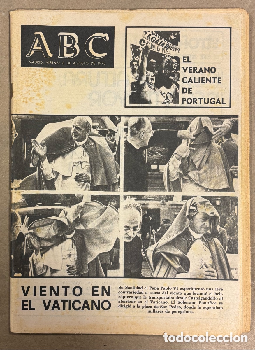 Coleccionismo de revistas y peri&oacute;dicos: ABC (8 AGOSTO 1975) VIOLENTA REVOLUCI&Oacute;N PUEBLO PORTUGU&Eacute;S, REPORTAJE ATHLETIC BILBAO, MARCELINO GIL