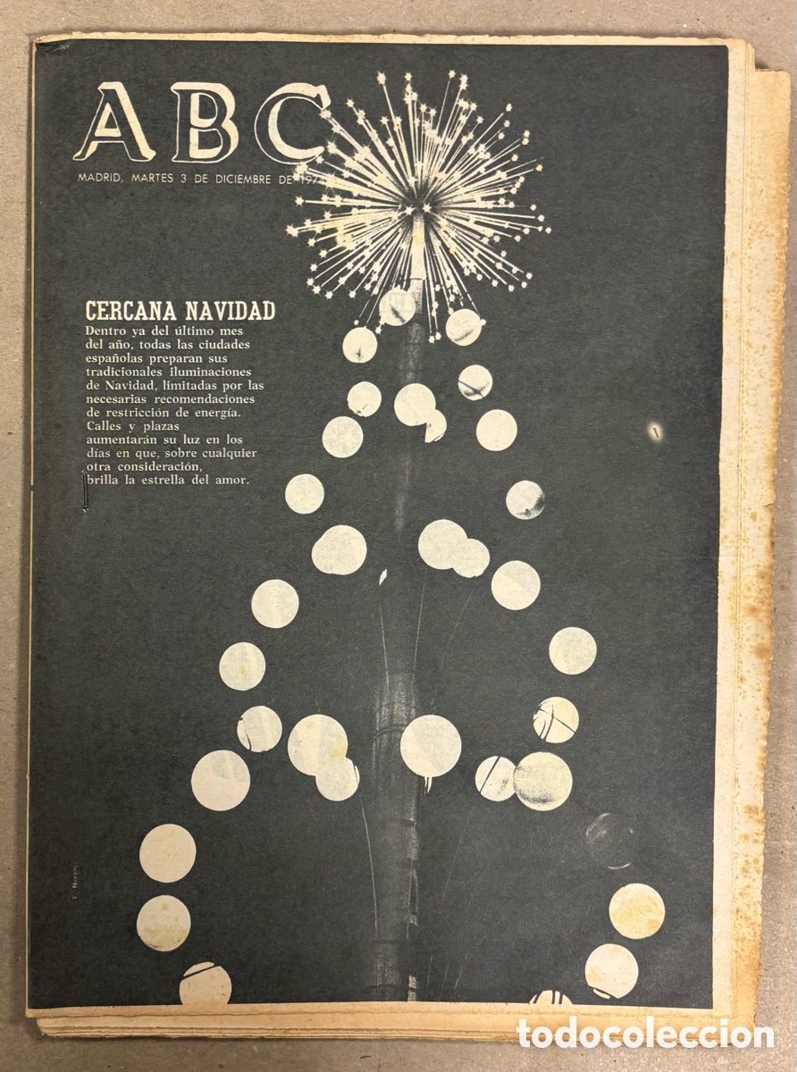 Coleccionismo de revistas y peri&oacute;dicos: ABC (3 DICIEMBRE 1973) NAVIDADES, DEBUT LUIS ARAGON&Eacute;S ENTRANADOR ATL&Eacute;TICO MADRID, JUAN ERASMO MOCHI