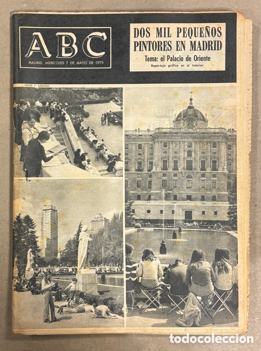 Coleccionismo de revistas y peri&oacute;dicos: ABC (7 MAYO 1975) J&Oacute;VENES PINTANDO PALACIO ORIENTE, ATENTADO EN GUERNICA, INCENDIO LEGAN&Eacute;S