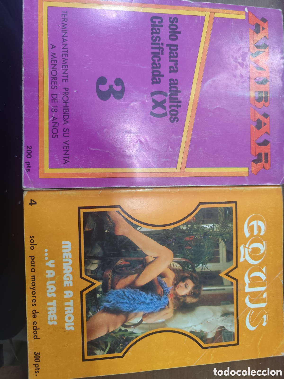 Coleccionismo de revistas y peri&oacute;dicos: Lote 2 ejemplares Revista Erotica Porno Ambar n.3 y Equis n.4. a&ntilde;os 70-80