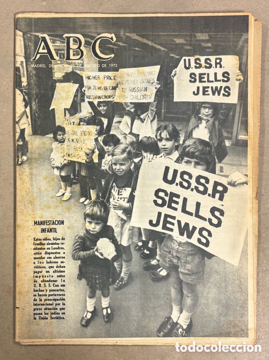 Coleccionismo de revistas y peri&oacute;dicos: ABC (20 AGOSTO 1972) MANIFESTACI&Oacute;N SIONISTA LONDRES URSS, S&Aacute;NCHEZ ALBORNOZ, UKFIR MARRUECOS,&hellip;