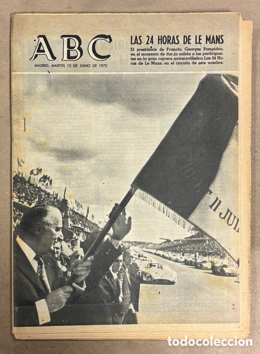 Coleccionismo de revistas y peri&oacute;dicos: ABC (13 JUNIO 1972) LAS 24 HORAS DE LE MANS, REAL MADRID 5-1 SANT ANDREU, CAFRUNE, ACCIDENTE A&Eacute;REO M