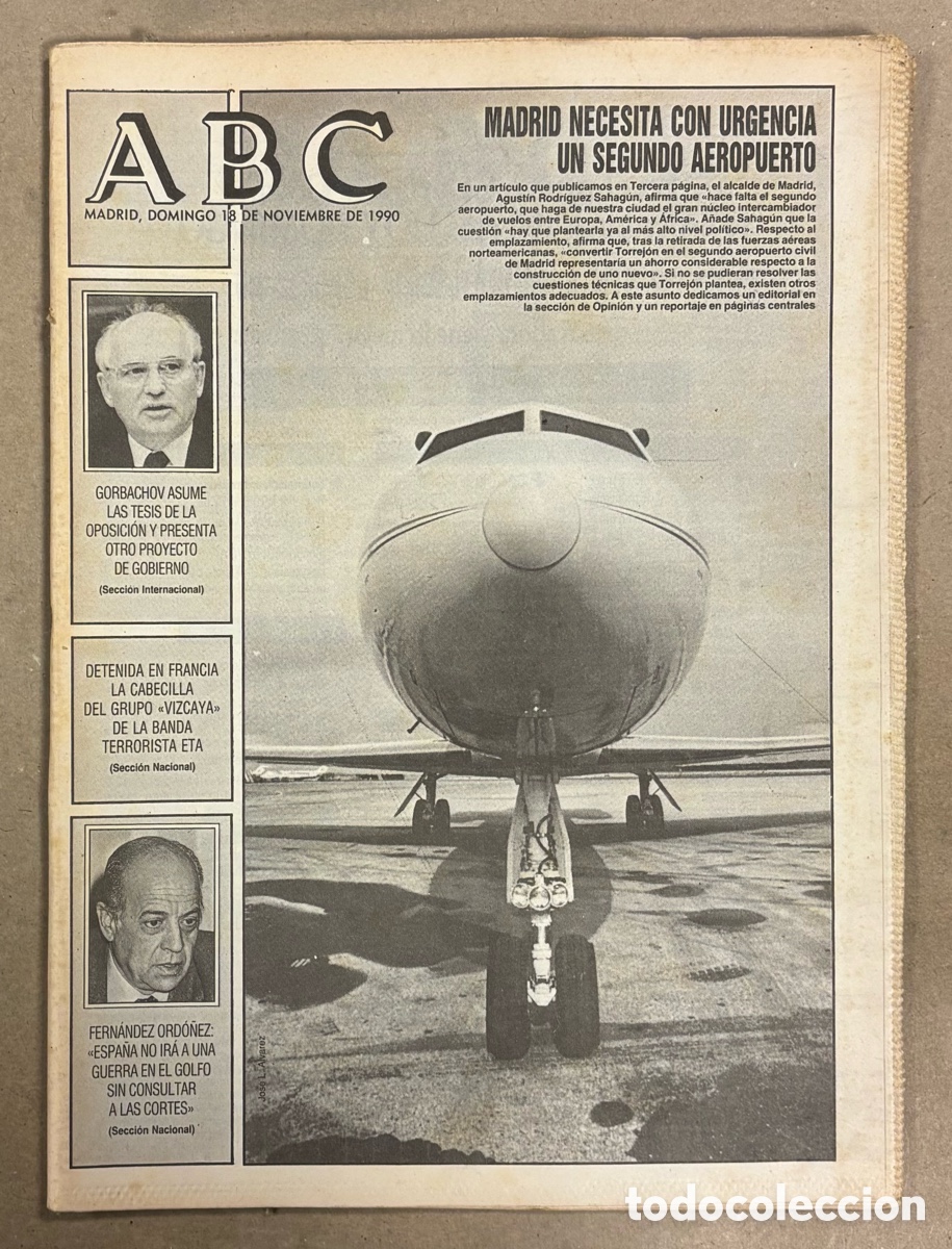 Coleccionismo de revistas y peri&oacute;dicos: ABC (13 NOVIEMBRE 1990) MADRID NECESITA AEROPUERTO, DETENIDA CABECILLA ETA, MECANO ANA TORROJA