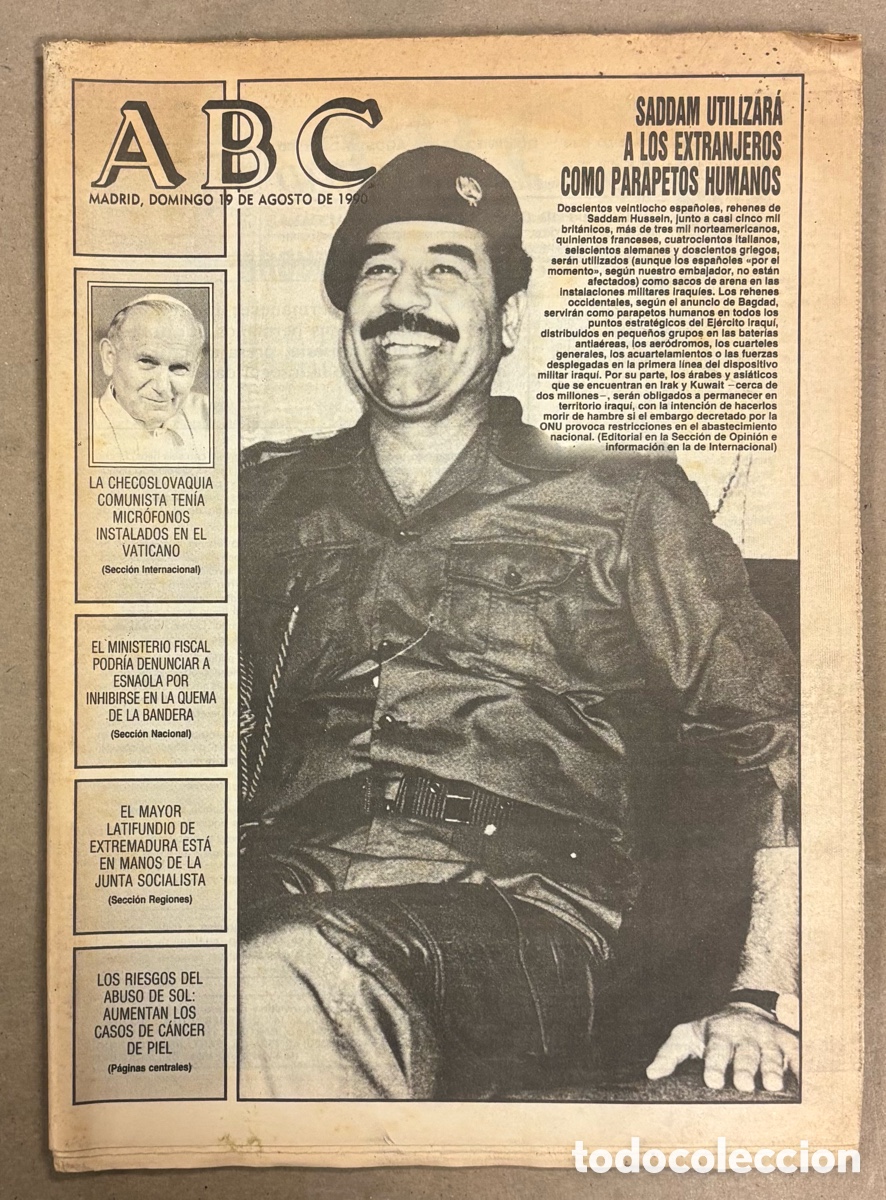 Coleccionismo de revistas y peri&oacute;dicos: ABC (19 AGOSTO 1990) SADAM CRISIS DEL GOLFO,, ATENTADO ETA BURGOS, PE&Ntilde;AROL CONTRA JES&Uacute;S GIL, JORDI V