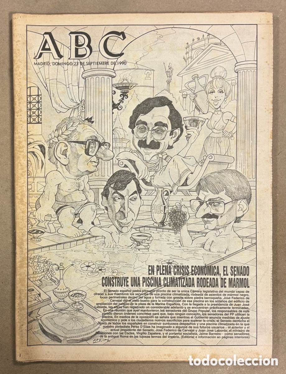 Coleccionismo de revistas y peri&oacute;dicos: ABC (23 SEPTIEMBRE 1990) CRISIS ECON&Oacute;MICA Y PISCINA EN EL SENADO, GOLFO P&Eacute;RSICO, ATENTADO ETA,..