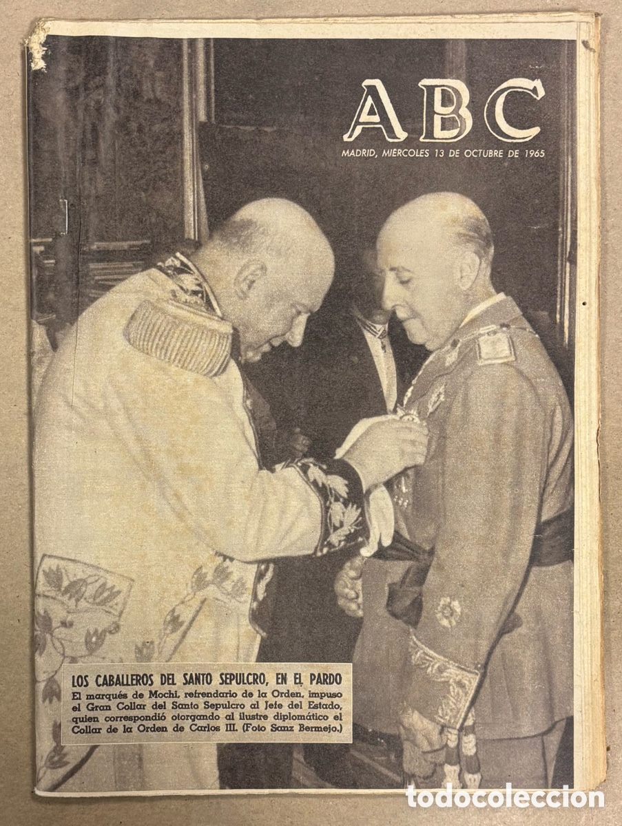 Coleccionismo de revistas y peri&oacute;dicos: ABC (13 OCTUBRE 1965) CABALLEROS DEL SANTO SEPULCRO EN EL PARDO, CASAS COLGADAS CUENCA, ANTONIO EL B
