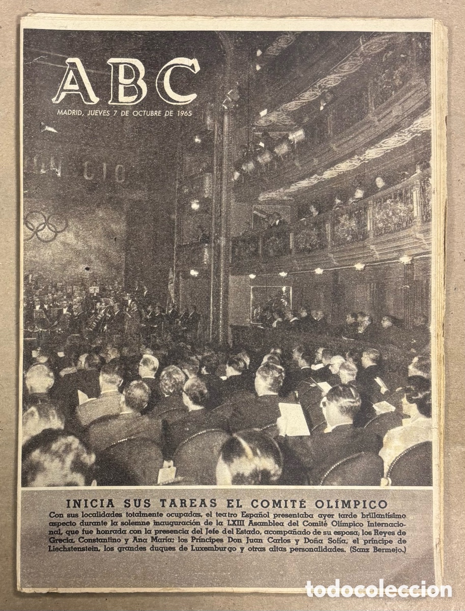 Sammeln von Zeitschriften und Zeitungen: ABC (7 OCTUBRE 1965) ASAMBLEA COMIT&Eacute; OL&Iacute;MPICO INTERNACIONAL EN ESPA&Ntilde;A, EL BIERZO, BARCELONA 7-1 UTRE