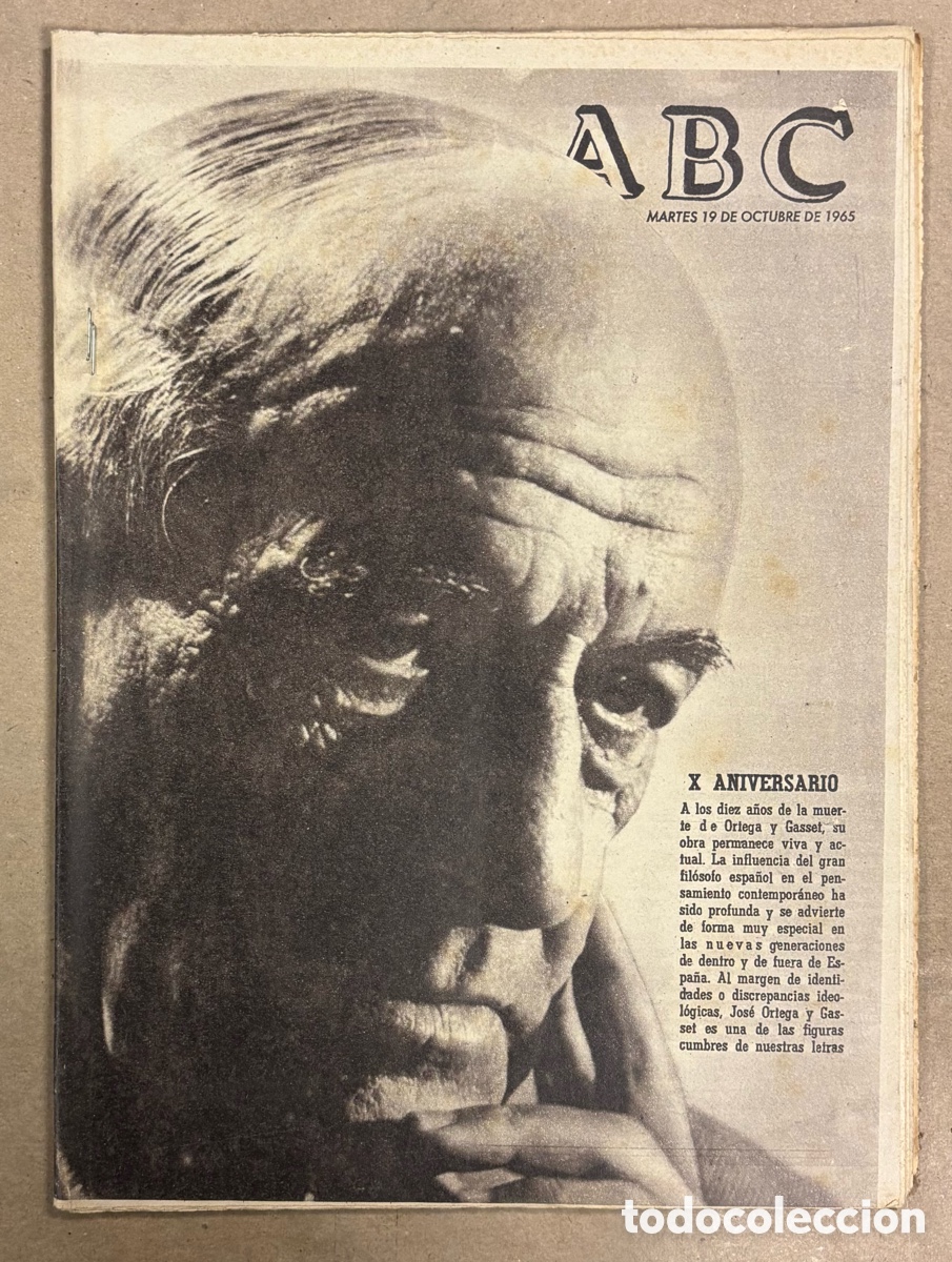 Coleccionismo de revistas y peri&oacute;dicos: ABC (19 OCTUBRE 1965) ANIVERSARIO MUERTE ORTEGA y GASSET, HOMENAJE GUARDIA CIVIL SANTUARIO DE LA CAB