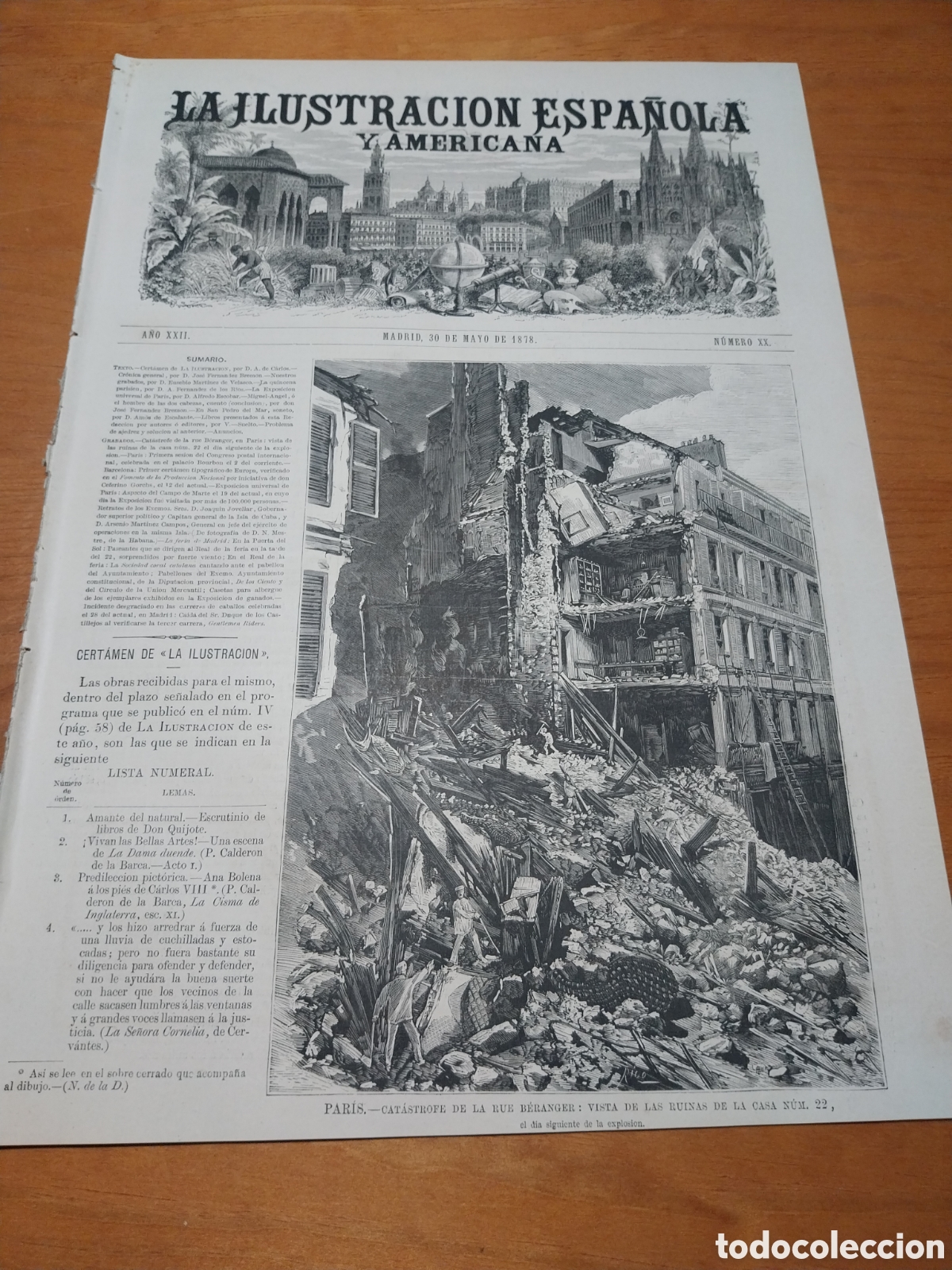 Coleccionismo de revistas y peri&oacute;dicos: REVISTA 1878 CERTAMEN TIPOGRAFICO BARCELONA. JARDIN CAMPO DE MARTE. GENERAL MARTINEZ CAMPOS CUBA