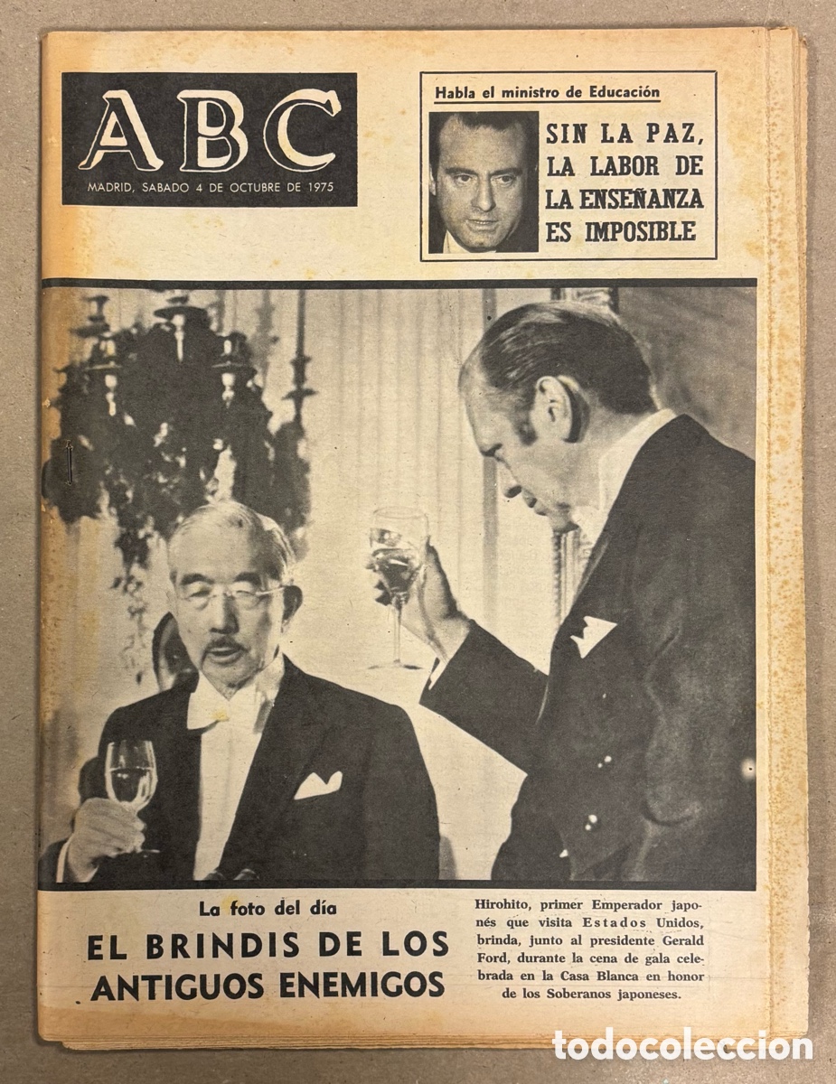Coleccionismo de revistas y peri&oacute;dicos: ABC (4 OCTUBRE 1975) EMPERADOR HIROITO CON GERALD FORD, SECUESTRO NI&Ntilde;O MEJICANO EN BARCELONA