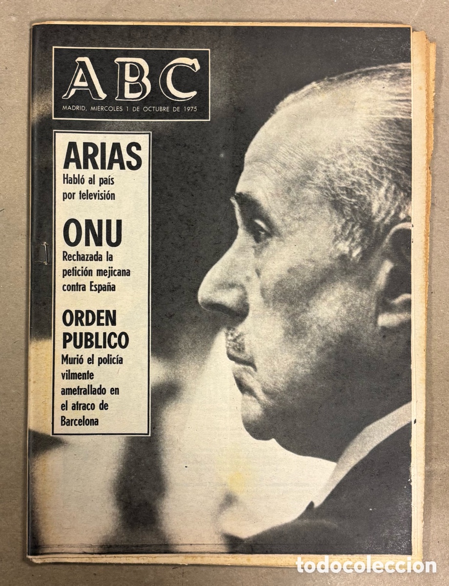 Coleccionismo de revistas y peri&oacute;dicos: ABC (1 OCTUBRE 1975) DISCURSO TV ARIAS NAVARRO, MARIANO HARO, POLIC&Iacute;A ASESINADO ATRACO BARCELONA