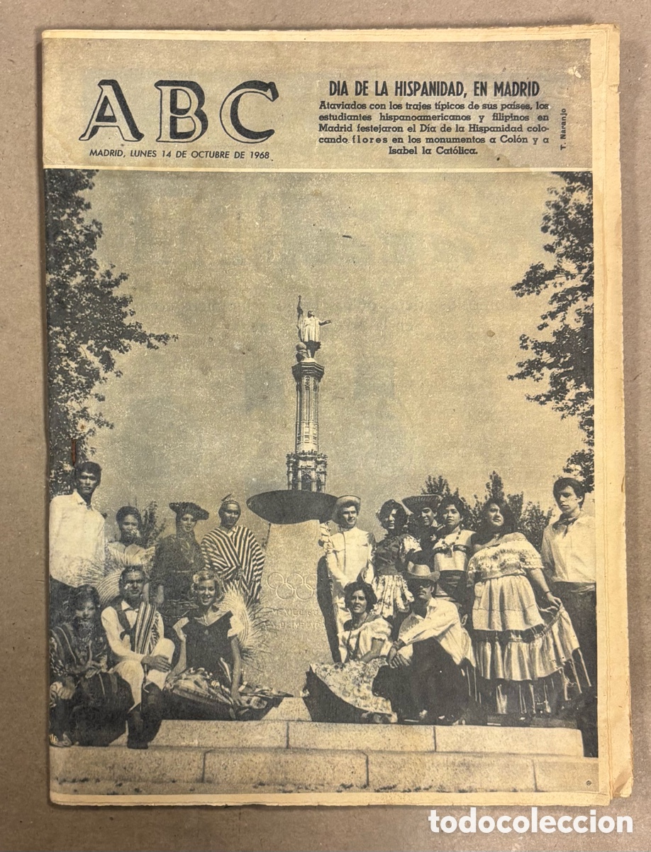 Coleccionismo de revistas y peri&oacute;dicos: ABC (14 OCTUBRE 1968) D&Iacute;A DE LA HISPANIDAD EN MADRID, RECREACI&Oacute;N BATALLA DE BRUNETE, GOLPE DE ESTADO