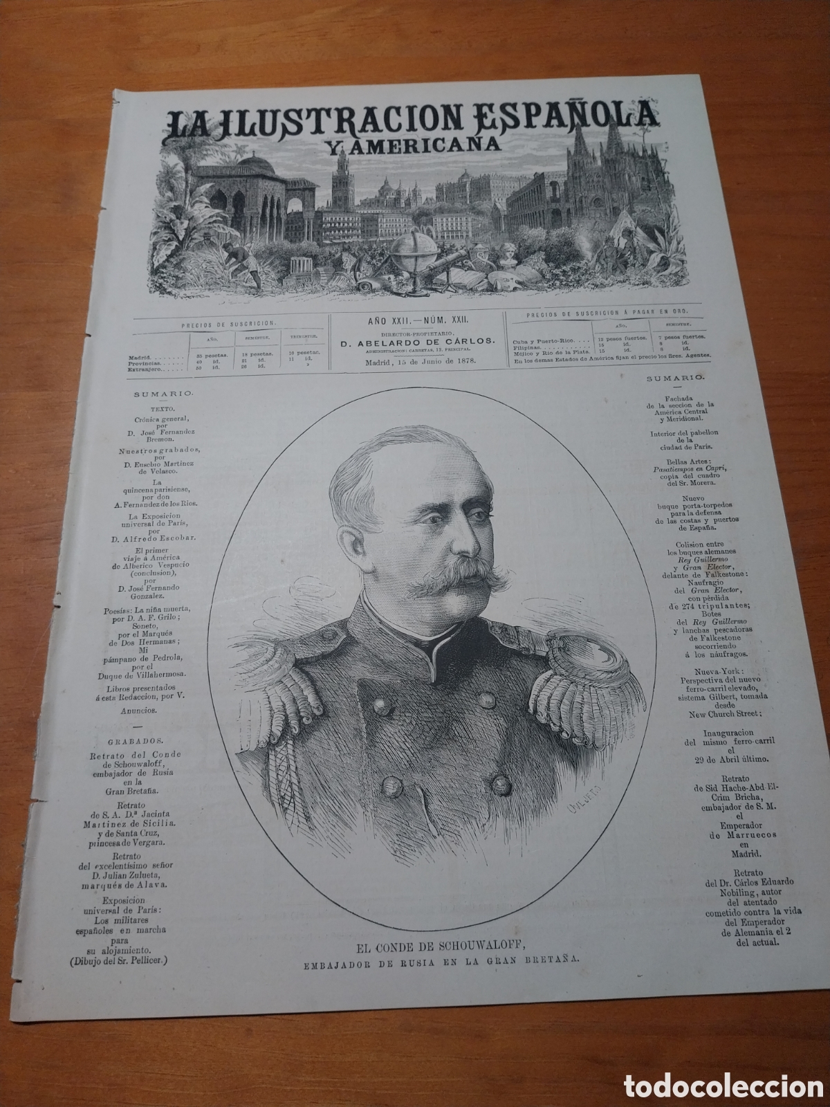 Coleccionismo de revistas y peri&oacute;dicos: REVISTA 1878 PASATIEMPO EN CAPRI. MILITARES ESPA&Ntilde;OLES EXPOSICION PARIS. PABELLON DE PARIS EXPOSICI&Oacute;N