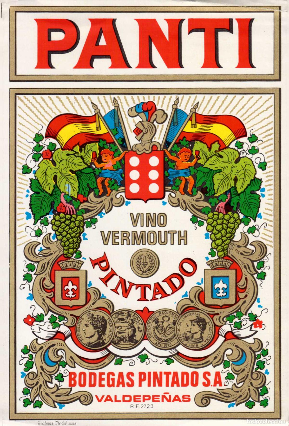 Coleccionismo de revistas y peri&oacute;dicos: ETIQUETA VINO VERMOUTH PINTADO BODEGAS PINTADO VALDEPE&Ntilde;AS