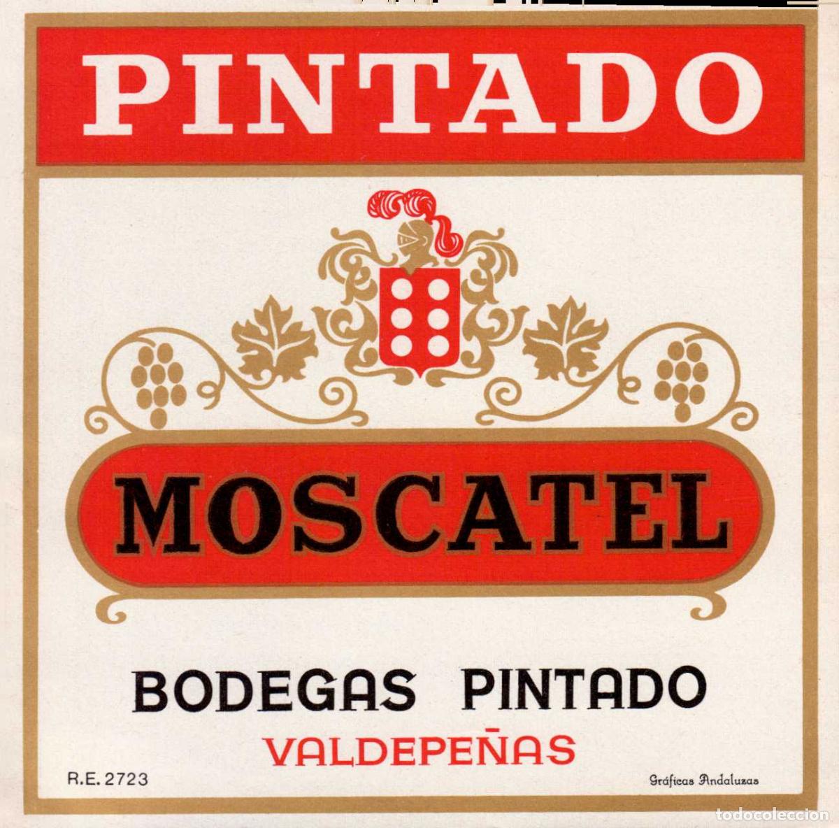 Coleccionismo de revistas y peri&oacute;dicos: ETIQUETA VINO MOSCATEL BODEGAS PINTADO VALDEPE&Ntilde;AS