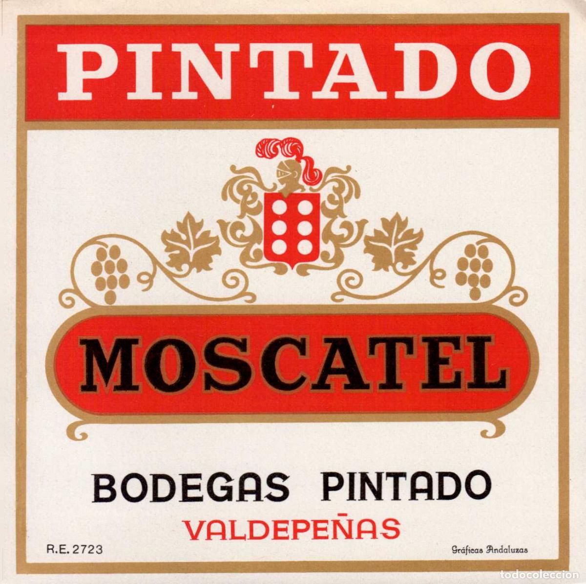 Coleccionismo de revistas y peri&oacute;dicos: ETIQUETA VINO MOSCATEL BODEGAS PINTADO VALDEPE&Ntilde;AS