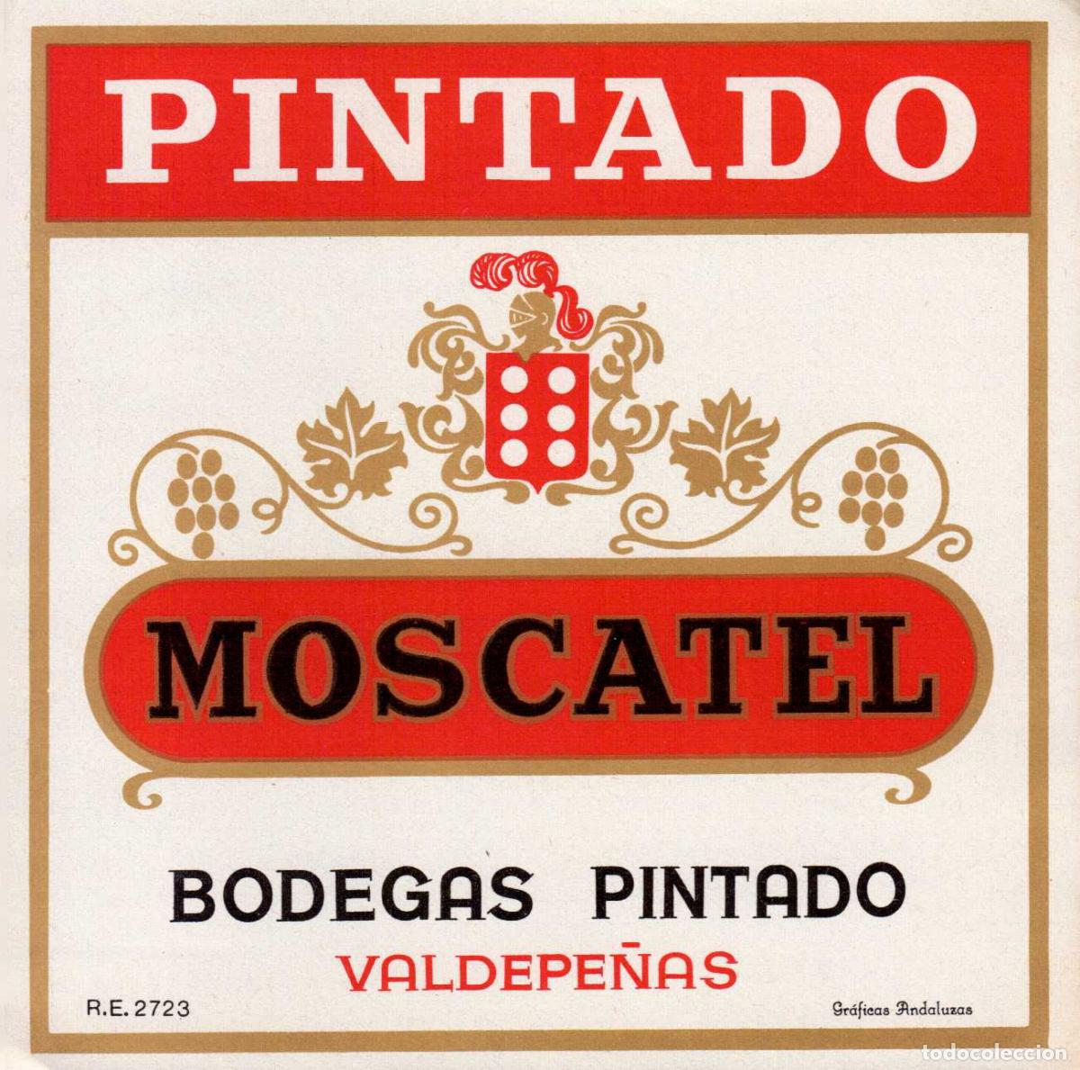 Coleccionismo de revistas y peri&oacute;dicos: ETIQUETA VINO MOSCATEL BODEGAS PINTADO VALDEPE&Ntilde;AS