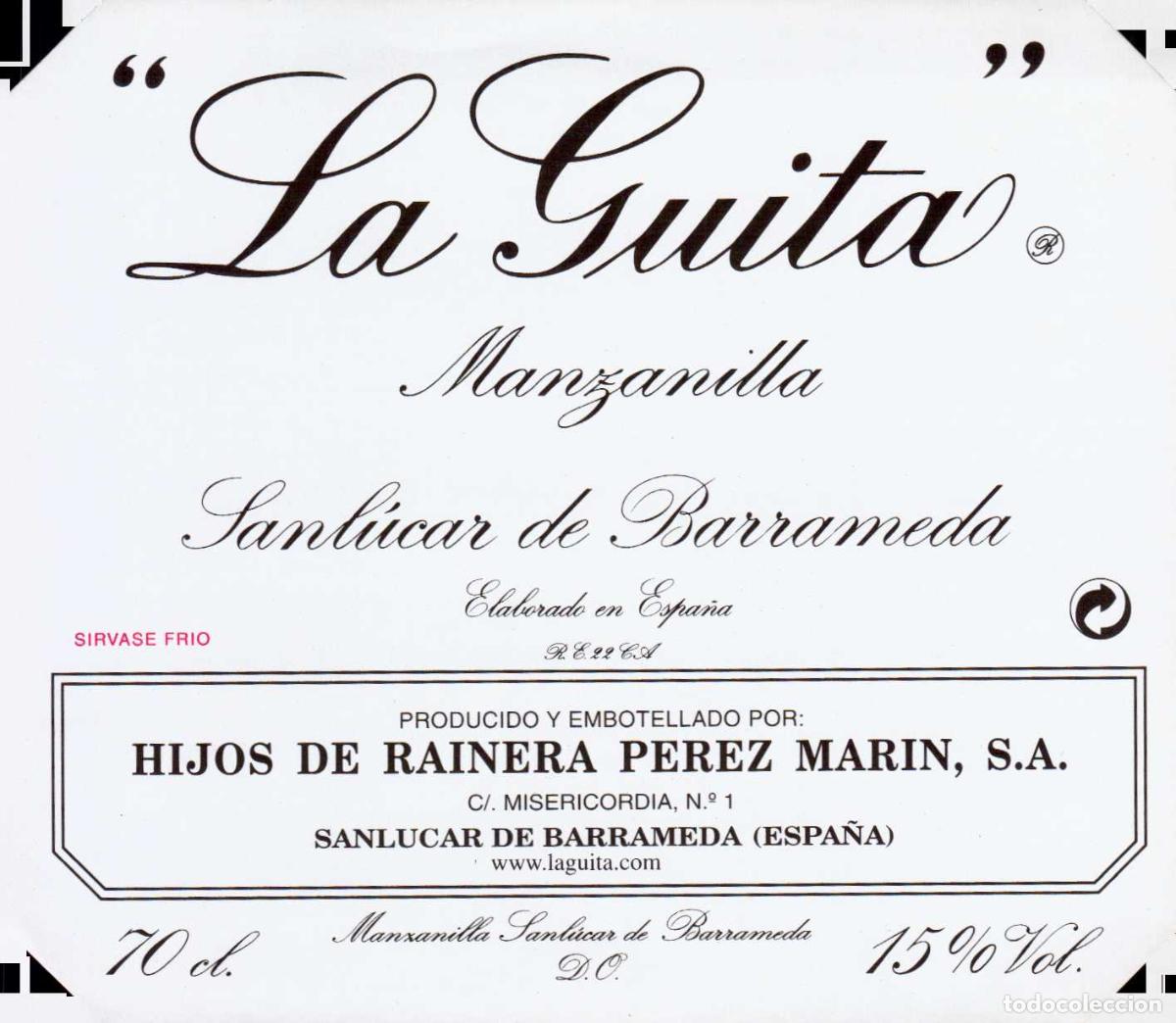 Coleccionismo de revistas y peri&oacute;dicos: ETIQUETA VINO MANZANILLA LA GUITA SANLUCAR DE BARRAMEDA