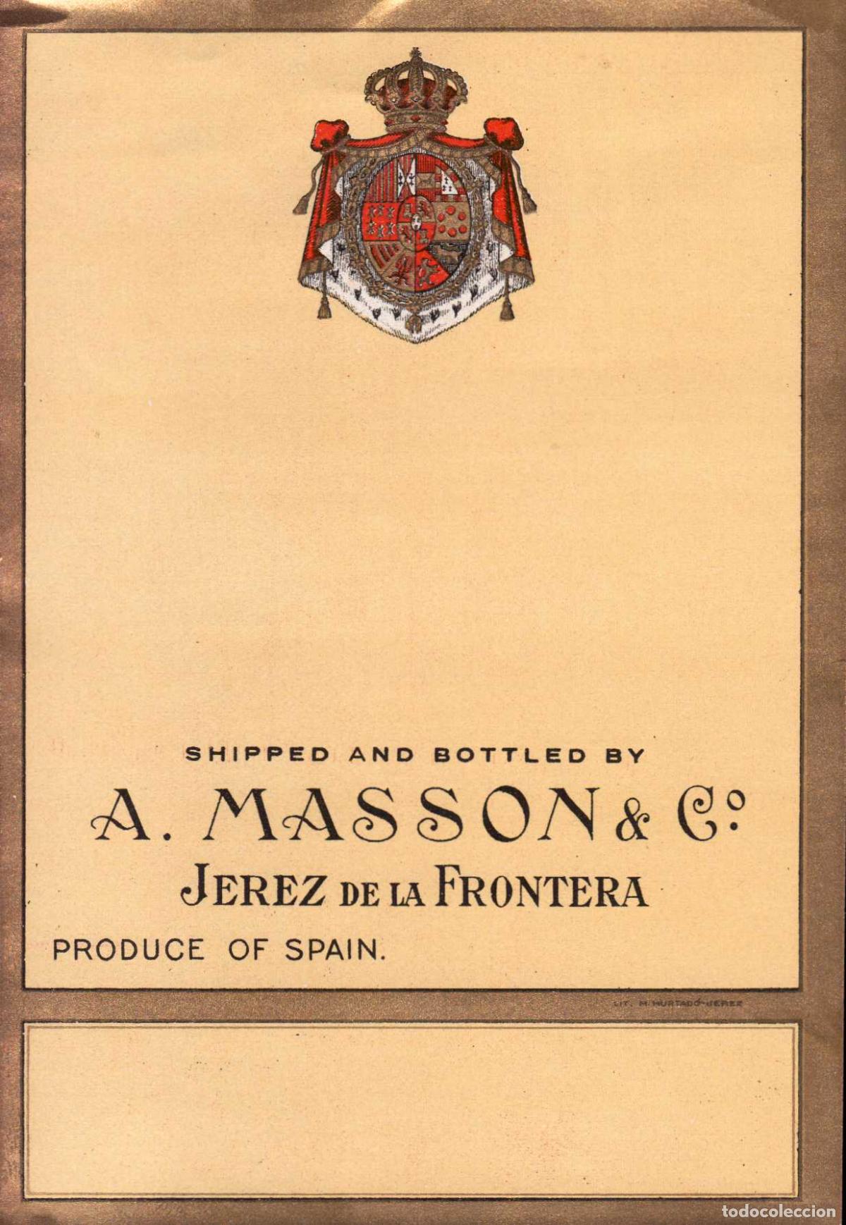 Coleccionismo de revistas y peri&oacute;dicos: ETIQUETA VINO A. MASSON & G&ordm; JEREZ DE LA FRONTERA
