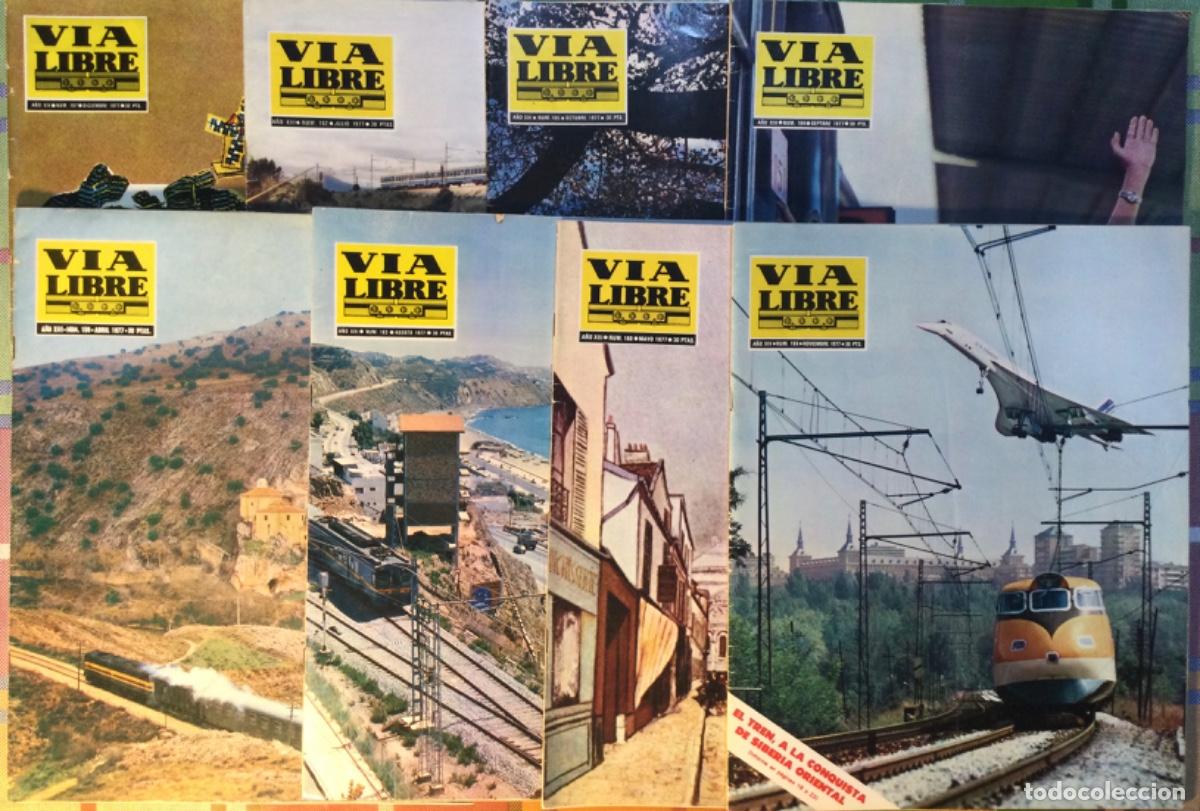 Coleccionismo de revistas y peri&oacute;dicos: REVISTA FERROVIARIA V&Iacute;A LIBRE A&Ntilde;O 1977 LOTE DE 8 REVISTAS