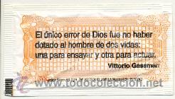 Sobres de az&uacute;car de colecci&oacute;n: 25-1133. Sobre de Azucar. Frases. El &uacute;nico error de Dios - Foto 1