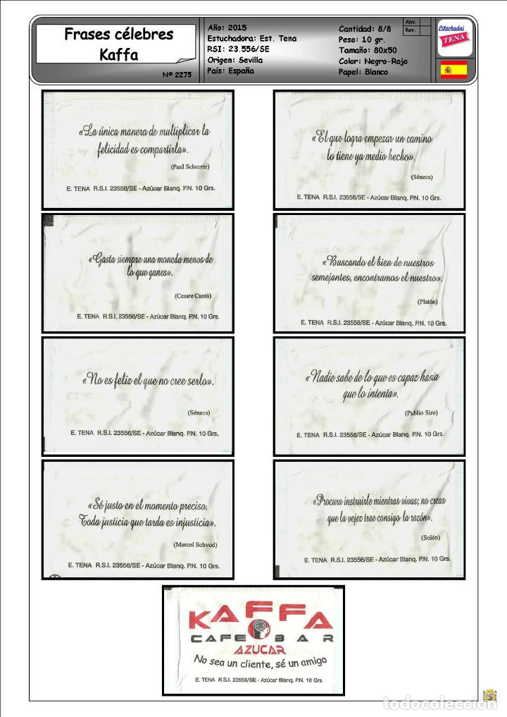 Sobres de az&uacute;car de colecci&oacute;n: 2275 SERIE SOBRES DE AZ&Uacute;CAR: FRASES C&Eacute;LEBRES KAFFA. EST. : ESTUCHADOS TENA 8/8